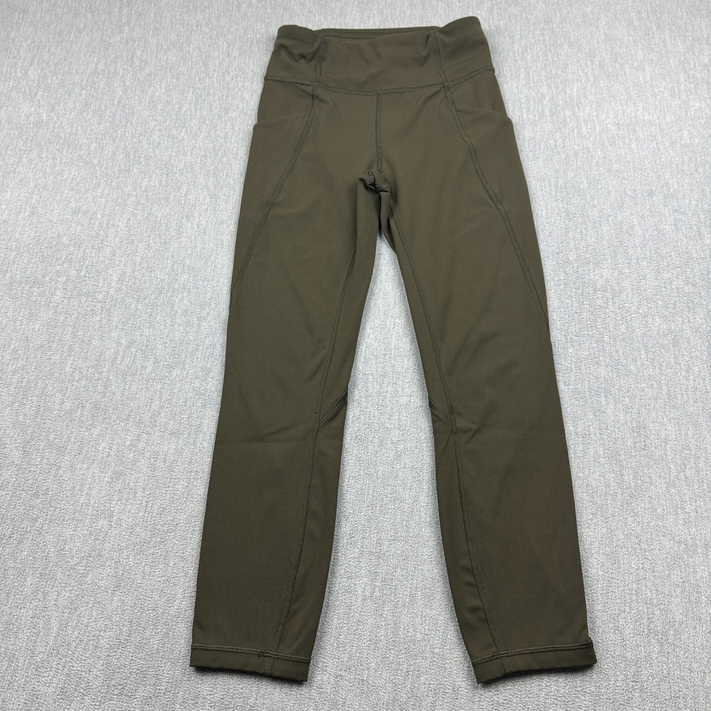 Lululemon Leggings Women 4 Green Time To Sweat Crop‎ 24"  Yoga Athletic Luxtreme